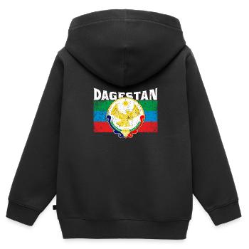 Dagestan Kaukasus Flagge Adler Region Reise - Kinder Premium Organic Zip Hoodie - Schwarz - Hinten - AI Model Kid Male (0cm)