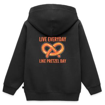 bretzel - Sweat Premium à capuche zippé enfant bio - noir - Dos - AI Model Kid Male (0cm)