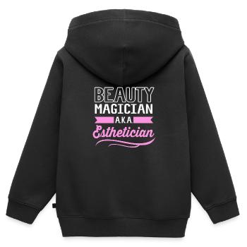Kosmetikerin - Kinder Premium Organic Zip Hoodie - Schwarz - Hinten - AI Model Kid Male (0cm)