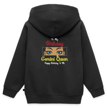 Sternzeichen Zwilling - Kinder Premium Organic Zip Hoodie - Schwarz - Hinten - AI Model Kid Male (0cm)