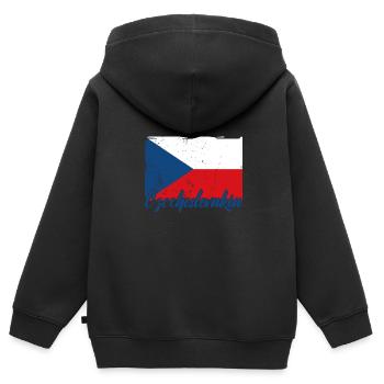 National Patriotisch Tschechien Slowakei Land - Kinder Premium Organic Zip Hoodie - Schwarz - Hinten - AI Model Kid Male (0cm)