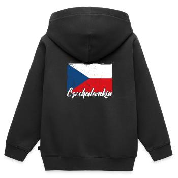 National Patriotisch Tschechien Slowakei Land - Kinder Premium Organic Zip Hoodie - Schwarz - Hinten - AI Model Kid Male (0cm)