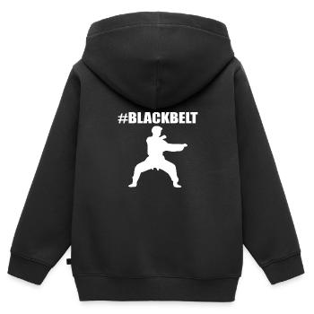Karate Selbstverteidigung - Kinder Premium Organic Zip Hoodie - Schwarz - Hinten - AI Model Kid Male (0cm)