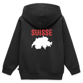 Suisse Suisse Suisse Allemande - Sweat Premium à capuche zippé enfant bio - noir - Dos - AI Model Kid Male (0cm)