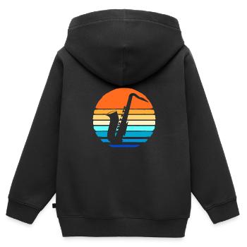 Saxophon Saxophonist - Kinder Premium Organic Zip Hoodie - Schwarz - Hinten - AI Model Kid Male (0cm)