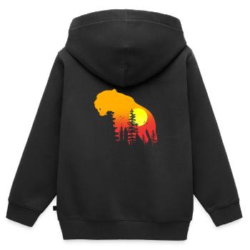 Tigre à dents de sabre - Sweat Premium à capuche zippé enfant bio - noir - Dos - AI Model Kid Male (0cm)