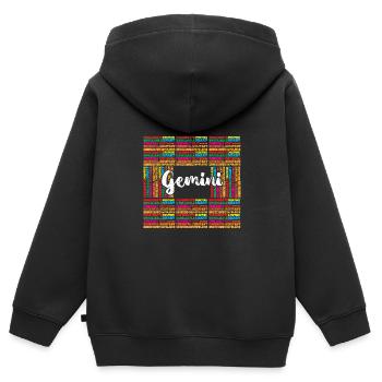 Sternzeichen Zwilling - Kinder Premium Organic Zip Hoodie - Schwarz - Hinten - AI Model Kid Male (0cm)