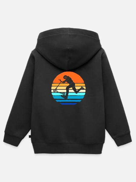 Trottinette Roller - Sweat Premium à capuche zippé enfant bio - noir