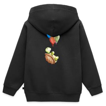 tortue - Sweat Premium à capuche zippé enfant bio - noir - Dos - AI Model Kid Male (0cm)