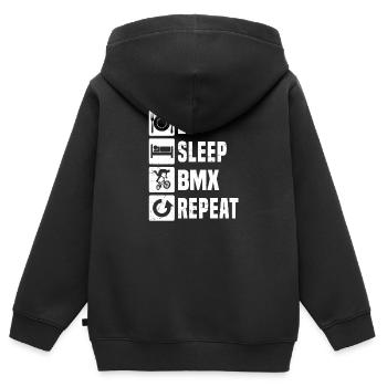 Vélo bmx jeune bmx vélo bmx cyclisme - Sweat Premium à capuche zippé enfant bio - noir - Dos - AI Model Kid Male (0cm)
