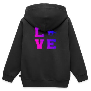 Cavalier d'équitation de sport équestre de saut d'obstacles - Sweat Premium à capuche zippé enfant bio - noir - Dos - AI Model Kid Male (0cm)