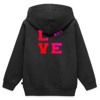 Blaskapelle Tenorposaune Damen Posaunistin - Kinder Premium Organic Zip Hoodie - Schwarz - Hinten - AI Model Kid Male (0cm)