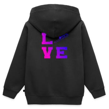 Cuivre Tromboniste Tromboniste - Sweat Premium à capuche zippé enfant bio - noir - Dos - AI Model Kid Male (0cm)
