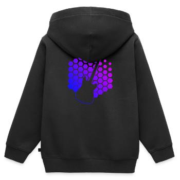 Guitariste Guitariste Guitariste Guitare Hommes - Sweat Premium à capuche zippé enfant bio - noir - Dos - AI Model Kid Male (0cm)