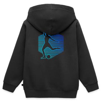 Fussballspielen Fussballspieler Fussballer - Kinder Premium Organic Zip Hoodie - Schwarz - Hinten - AI Model Kid Male (0cm)