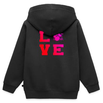 Batteur Batteur Batterie - Sweat Premium à capuche zippé enfant bio - noir - Dos - AI Model Kid Male (0cm)