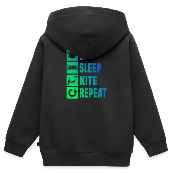 Kitesurf Kitesurf Kitesurfer Femmes Kitesurf - Sweat Premium à capuche zippé enfant bio - noir - Dos - AI Model Kid Male (0cm)