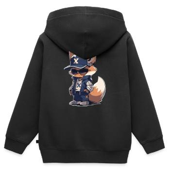 Fox cool & sporty with sunglasses & cap animal - Kids Premium Organic Zip-up Hoodie - black - Back - AI Model Kid Male (0cm)