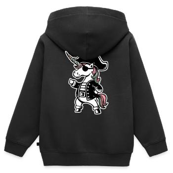 Einhorn Einhörner Fabelwesen Mystisch - Kinder Premium Organic Zip Hoodie - Schwarz - Hinten - AI Model Kid Male (0cm)