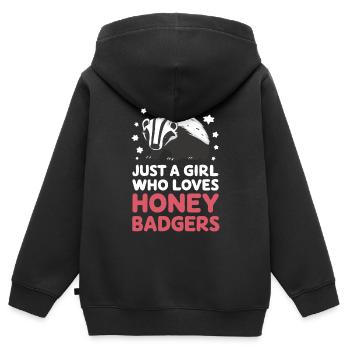 Blaireau Miel Blaireau Animal - Sweat Premium à capuche zippé enfant bio - noir - Dos - AI Model Kid Male (0cm)