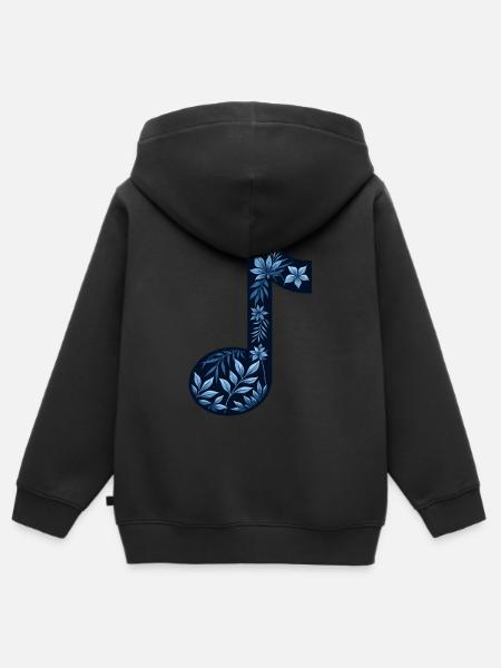 Blume Musiker Musiknote - Kinder Premium Organic Zip Hoodie - Schwarz