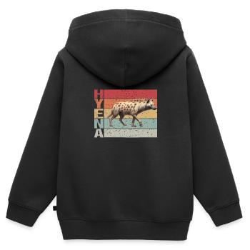 Hyäne Retro style - Kinder Premium Organic Zip Hoodie - Schwarz - Hinten - AI Model Kid Male (0cm)