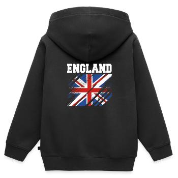 England Englisch - Kinder Premium Organic Zip Hoodie - Schwarz - Hinten - AI Model Kid Male (0cm)