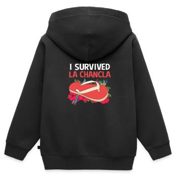 Latina Mutter Latino - Kinder Premium Organic Zip Hoodie - Schwarz - Hinten - AI Model Kid Male (0cm)