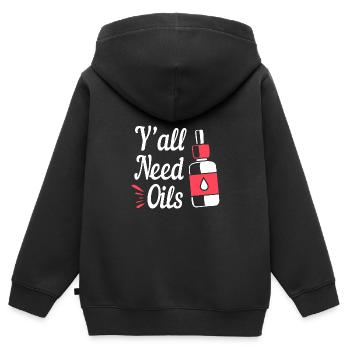 Ätherisches Öl - Kinder Premium Organic Zip Hoodie - Schwarz - Hinten - AI Model Kid Male (0cm)