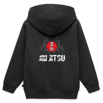 Jiu Jitsu Selbstverteidigung - Kinder Premium Organic Zip Hoodie - Schwarz - Hinten - AI Model Kid Male (0cm)