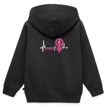 Féminisme Heartbeat - Sweat Premium à capuche zippé enfant bio - noir - Dos - AI Model Kid Male (0cm)