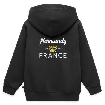 Normandie Normannisch Frankreich Urlaub Strand - Kinder Premium Organic Zip Hoodie - Schwarz - Hinten - AI Model Kid Male (0cm)