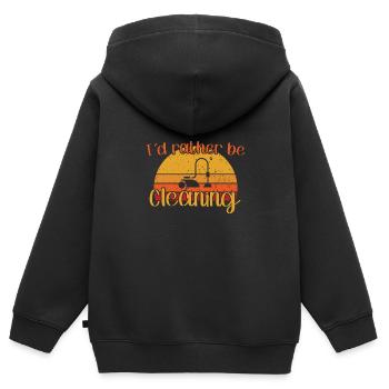 Je préfère nettoyer / Putzen - Sweat Premium à capuche zippé enfant bio - noir - Dos - AI Model Kid Male (0cm)