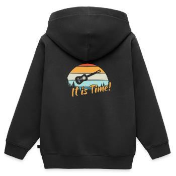 It is Time / Gitarre - Kinder Premium Organic Zip Hoodie - Schwarz - Hinten - AI Model Kid Male (0cm)