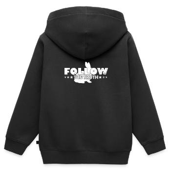 Follow The Truth Rabbit - Kids Premium Organic Zip-up Hoodie - black - Back - AI Model Kid Male (0cm)