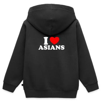 I Love Asian Women I Heart Asians - Kinder Premium Organic Zip Hoodie - Schwarz - Hinten - AI Model Kid Male (0cm)