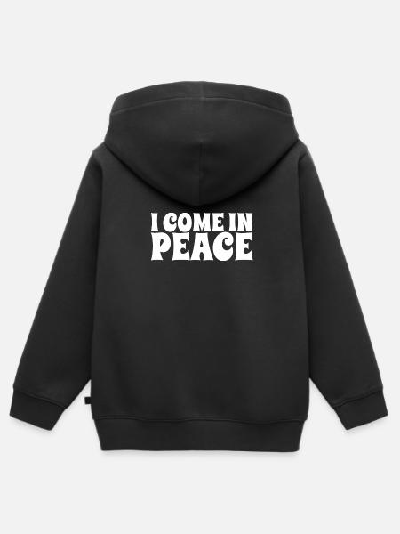 I come in peace funny matching couples - Premium børne zip-hættetrøje økologisk - sort