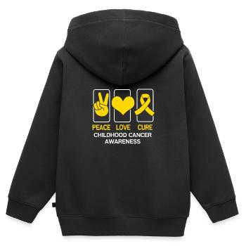 Krebs Kind Krebs-Überlebender - Kinder Premium Organic Zip Hoodie - Schwarz - Hinten - AI Model Kid Male (0cm)