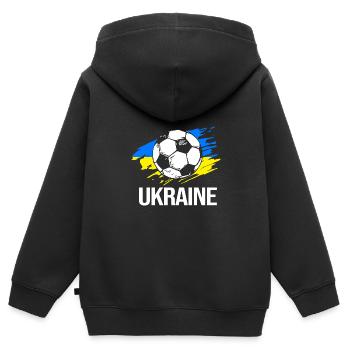 Ukraine - Kinder Premium Organic Zip Hoodie - Schwarz - Hinten - AI Model Kid Male (0cm)