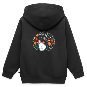 Afro Latina - Sweat Premium à capuche zippé enfant bio - noir - Dos - AI Model Kid Male (0cm)