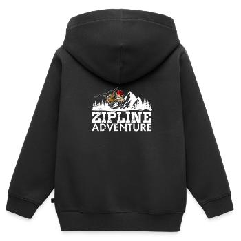 Zipliner Zipline Hobby Seilrutschen Berge Spruch - Kinder Premium Organic Zip Hoodie - Schwarz - Hinten - AI Model Kid Male (0cm)