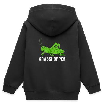 Sauterelle sauterelle - Sweat Premium à capuche zippé enfant bio - noir - Dos - AI Model Kid Male (0cm)