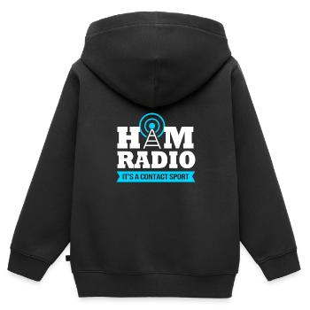 Antenne radio amateur - Sweat Premium à capuche zippé enfant bio - noir - Dos - AI Model Kid Male (0cm)