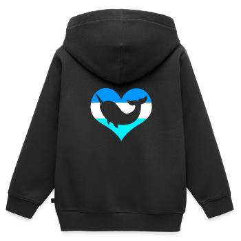 Narwal - Kinder Premium Organic Zip Hoodie - Schwarz - Hinten - AI Model Kid Male (0cm)