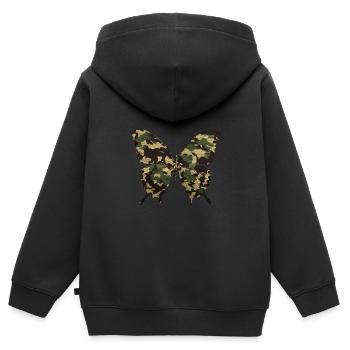 Natürliche Camouflage Schmetterling - Kinder Premium Organic Zip Hoodie - Schwarz - Hinten - AI Model Kid Male (0cm)