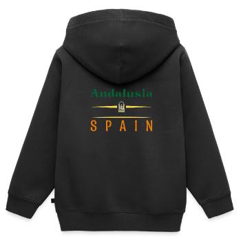 Andalusien Spanien Halbinsel Iberische Flagge - Kinder Premium Organic Zip Hoodie - Schwarz - Hinten - AI Model Kid Male (0cm)