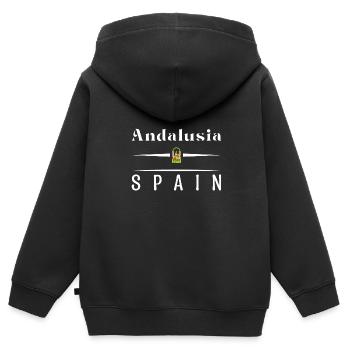 Andalusien Spanien Halbinsel Iberische Flagge - Kinder Premium Organic Zip Hoodie - Schwarz - Hinten - AI Model Kid Male (0cm)