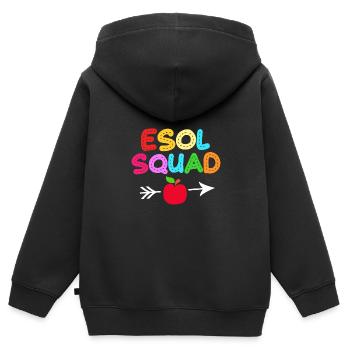 Professeur d’anglais Professeur d’anglais - Sweat Premium à capuche zippé enfant bio - noir - Dos - AI Model Kid Male (0cm)