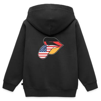 Amerikanisch Deutsch - Kinder Premium Organic Zip Hoodie - Schwarz - Hinten - AI Model Kid Male (0cm)