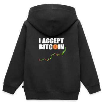 Le bitcoin - Sweat Premium à capuche zippé enfant bio - noir - Dos - AI Model Kid Male (0cm)